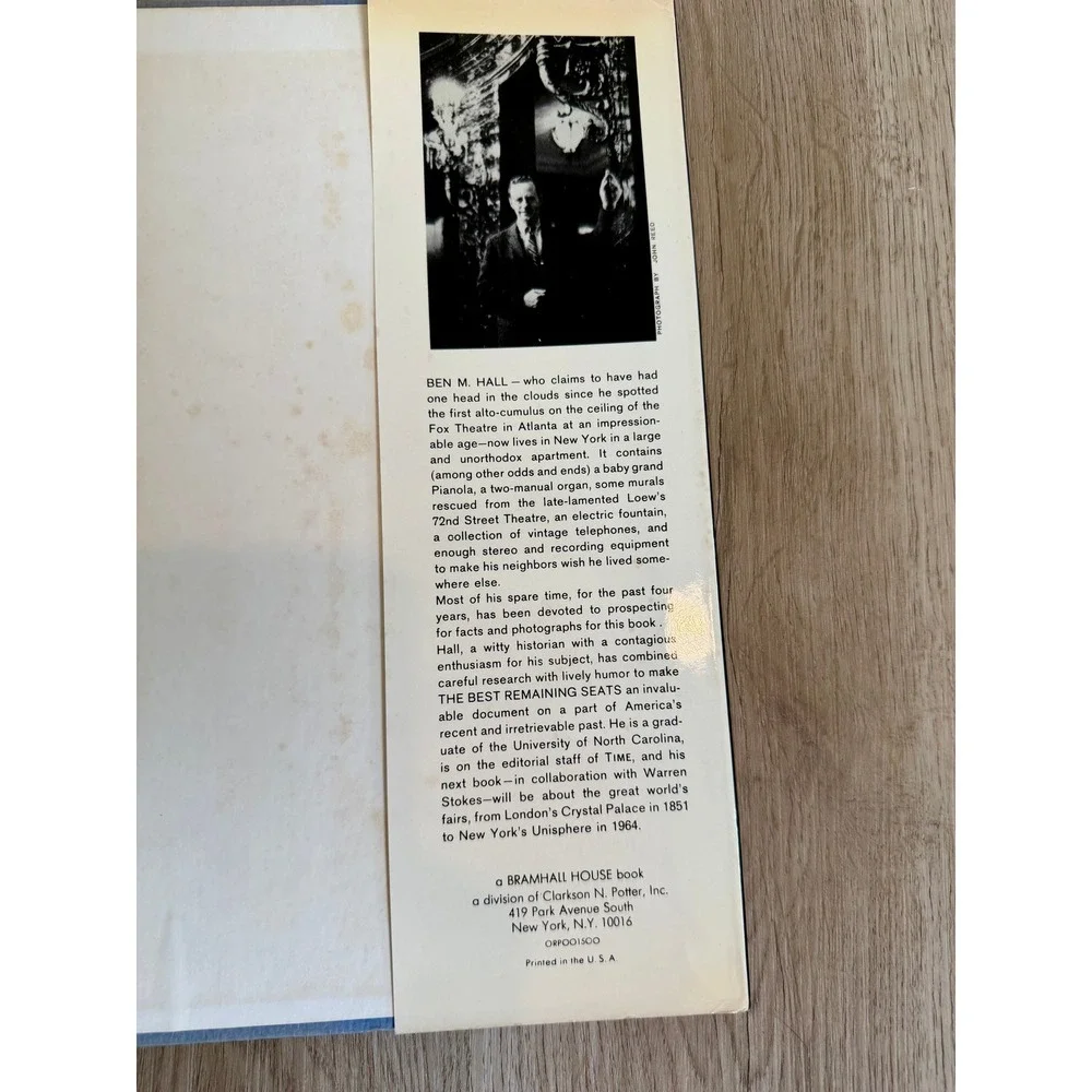 The Best Remaining Seats Golden Age of the Movie Palace‎ Ben M Hall Hardcover